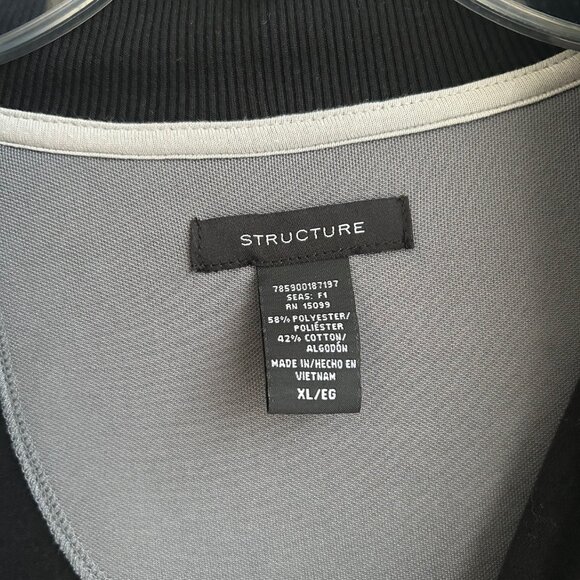 Vintage Structure Track Jacket XL Black Y2K 90's Striped Punk Streetwear Casual - Picture 4 of 13